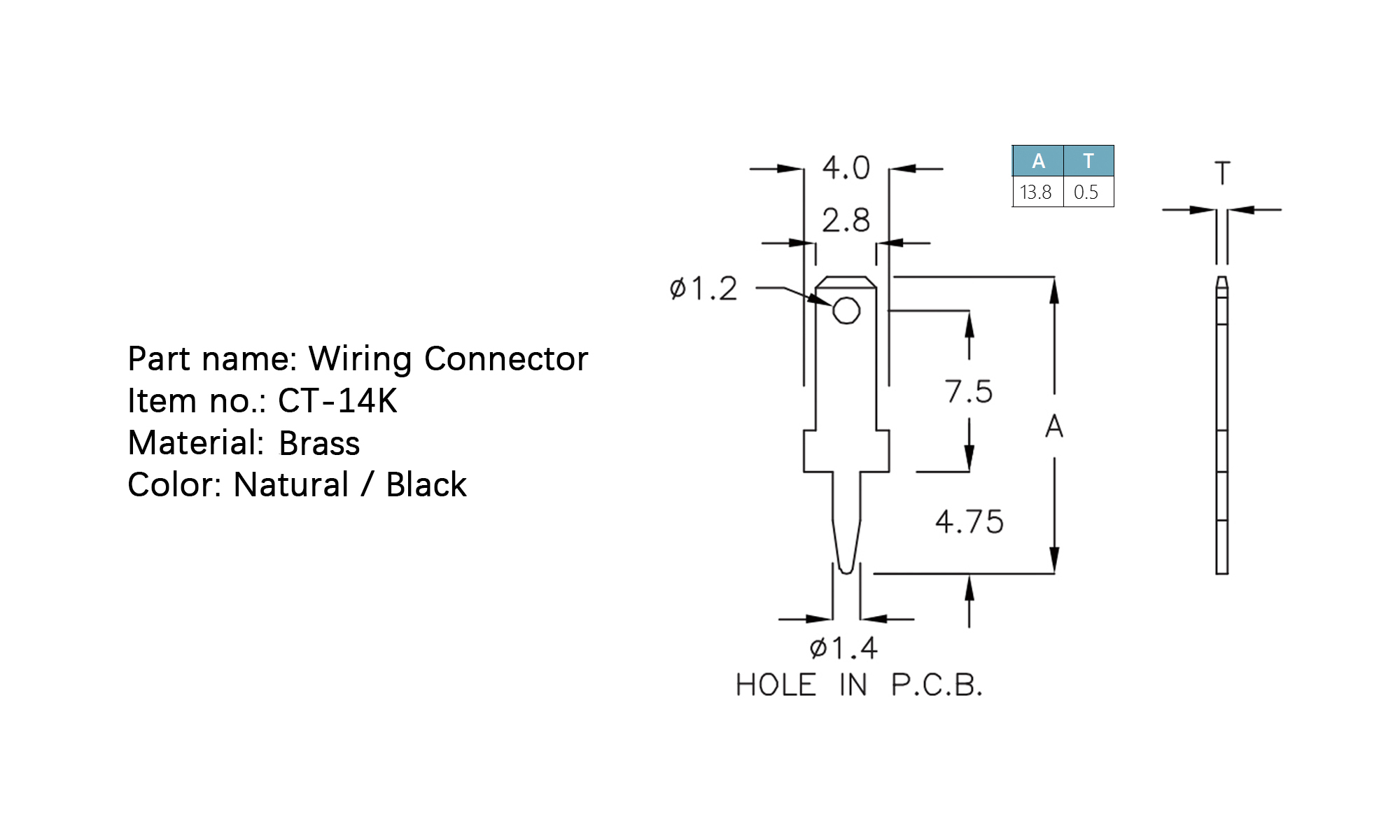 Wiring Connector CT-14K